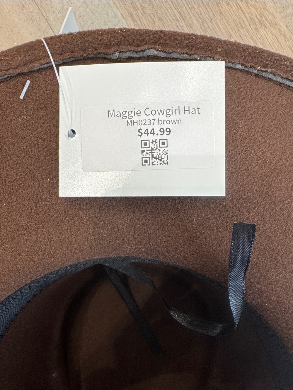 Women’s Brown Distressed Wool Fedora with Twine Band Accent - Picture 4 of 4